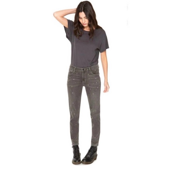Free People Denim - Free People x Sandrine Rose Polka Grey Medium Skinny Jean Size 26 NWT Boho